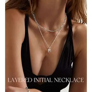 adoyi Bubble Letter Necklace Silver Balloon Initial Necklace for Women Trendy - 18K Gold Plated Layered Bubble Letter C Alphabet Pendant Locket Necklace Stack Set Name Personalized Jewelry Gift