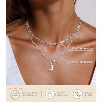 adoyi Bubble Letter Necklace Silver Balloon Initial Necklace for Women Trendy - 18K Gold Plated Layered Bubble Letter C Alphabet Pendant Locket Necklace Stack Set Name Personalized Jewelry Gift