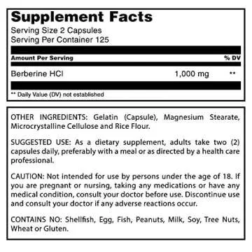 Amazing Formulas Berberine 1000mg | 250 Capsules Supplement