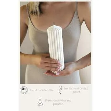 LAWA Handmade Ribbed Peak Pillar Candle - Elegant Decor Idea