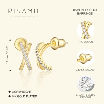 Risamil Dainty Gold Earrings for Women - Trendy Studs