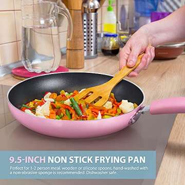 SHINEURI Frying Pans 6 Pieces Nonstick Cookware Set 9.5” and 11” Frying Pan Skillet Pan and Wok with Lid Ceramic Cookware Set