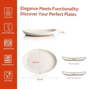 Sweese Oval Serving Platters, 14.5 Inch Dove Grey Porcelain Serving Platters for Party, Large Oval S...