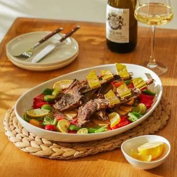 Sweese Oval Serving Platters, 14.5 Inch Dove Grey Porcelain Serving Platters for Party, Large Oval Serving Trays Serving Plates for Fish Dish, Steak, Restaurant, Dessert Shop, Set of 2