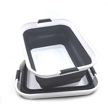 SAMMART 42L(11 gallon) Set of 2 Collapsible Plastic Laundry Basket-Foldable Pop Up Storage Container...