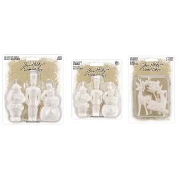 Tim Holtz Idea-Ology 2023 Christmas Holiday Salvaged Figures - Large & Small + Salvaged Reindeer - Bundle of Three Items