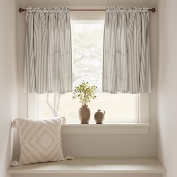 Jinchan Striped Tier Curtains - Elegantly Rustic Designs