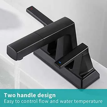 MIAOHUI Matte Black 3 Hole Bathroom Sink Faucet with Sprayer
