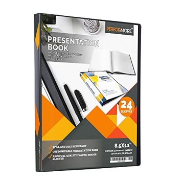 PERFORMORE 24 Pocket Presentation Book - Professional Document Organizer with Custom Cover