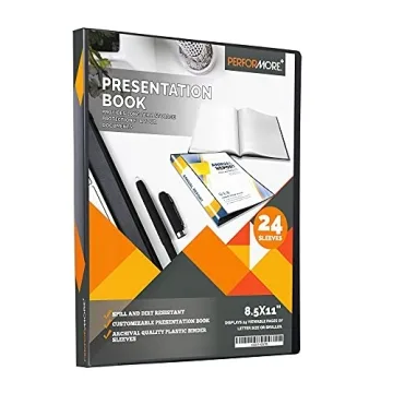 PERFORMORE 24 Pocket Presentation Book - Professional Document Organizer with Custom Cover