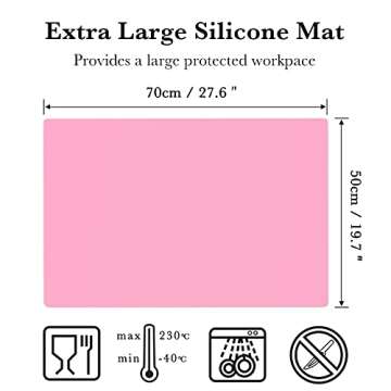 Gartful Pink Oversize Silicone Mat 27.6" x 19.7", Silicone Sheet for Crafts, Nail Arts, Painting, Ep...