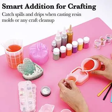 Gartful Pink Oversize Silicone Mat 27.6" x 19.7", Silicone Sheet for Crafts, Nail Arts, Painting, Epoxy Resin Jewelry Casting Mat, Countertop Protector, Table Placemat Pad, Nonstick Nonskid