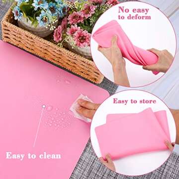 Gartful Pink Oversize Silicone Mat 27.6" x 19.7", Silicone Sheet for Crafts, Nail Arts, Painting, Epoxy Resin Jewelry Casting Mat, Countertop Protector, Table Placemat Pad, Nonstick Nonskid