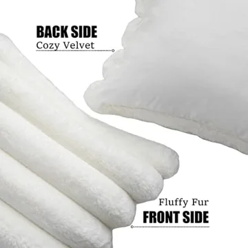 Neelvin Cream White Faux Fur Pillow Covers Set of 2