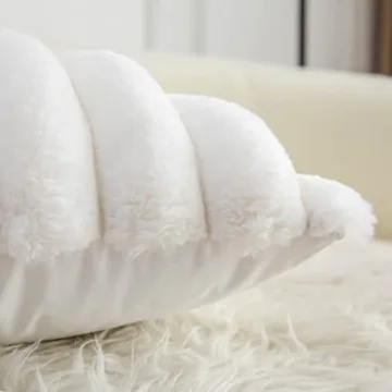 Neelvin Cream White Faux Fur Pillow Covers Set of 2