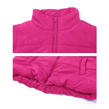 Daacee Women's Oversized Puffer Vest Lightweight Warm Cap Sleeve Puffy Bubble Outerwear Vests with Pockets(0650-HotPink-M)