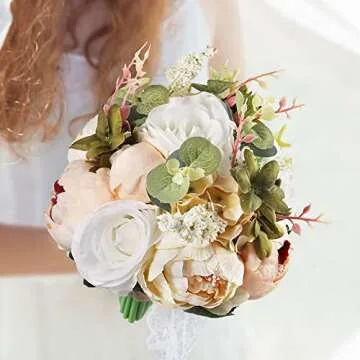 S-SSOY Wedding Romantic Bouquet Bride Bridal Bouquets Bridesmaid Bouquet Artificial Flowers Valentin...