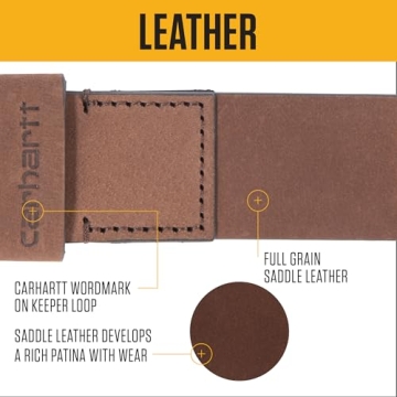 Carhartt Men's Rugged Saddle Leather Belts, 34"