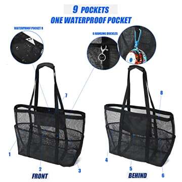 Extra Large Mesh Beach Tote Bag for Women - Ideal for Families