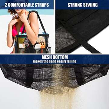 Extra Large Mesh Beach Tote Bag for Women - Ideal for Families