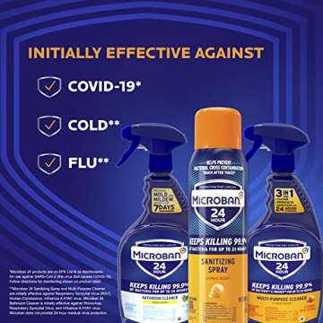 Microban 24 Hour Multi-Purpose Cleaner & Disinfectant Spray, Fresh Scent, 32 Fl oz