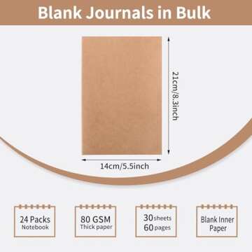 EOOUT 24 Pack Blank Kraft Notebooks, A5 Journals Notebook Bulk, Unlined Paper Sketchbooks, 8.3x5.5in...