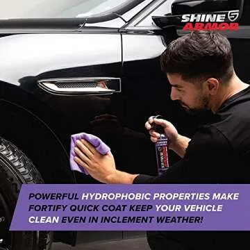 SHINE ARMOR Ceramic Coating Top Coat for Cars Fortify Quick Coat Car Wax Polish Spray Waterless Wash & Wax Hydrophobic Top Coat Polish & Polymer Paint Sealant Detail Protection 16 Fl Oz