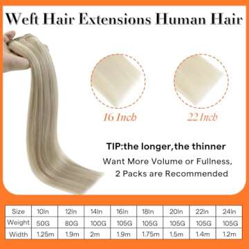 Full Shine Weft Hair Extensions Human Hair 22 Inch Sew In Hair Extensions Remy Straight Hair Weft Co...