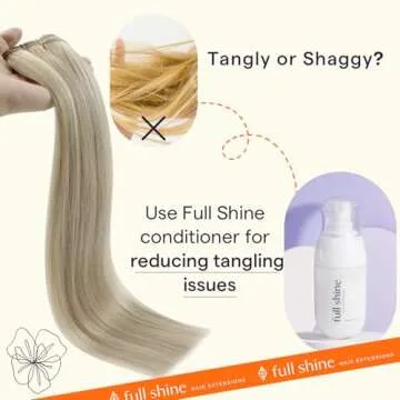 Full Shine Weft Hair Extensions Human Hair 22 Inch Sew In Hair Extensions Remy Straight Hair Weft Color 18 Ash Blonde Highlight 613 Bleach Blonde Real Human Hair Wefts Brazilian Hair Bundles 105G