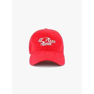 Concept One Mens Disney Pixar Toy Story Dad Hat, Pizza Planet Delivery Cotton Adjustable With Curved Brim Baseball Cap, Red