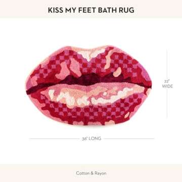 MACKENZIE-CHILDS Bath Rug, Bath Mat for Bathroom Use, Cotton Rug, Kiss My Feet