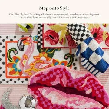 MACKENZIE-CHILDS Bath Rug, Bath Mat for Bathroom Use, Cotton Rug, Kiss My Feet