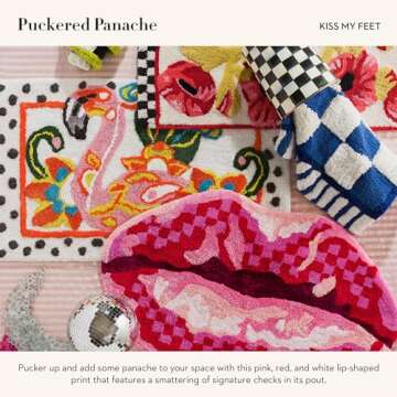 MACKENZIE-CHILDS Bath Rug, Bath Mat for Bathroom Use, Cotton Rug, Kiss My Feet