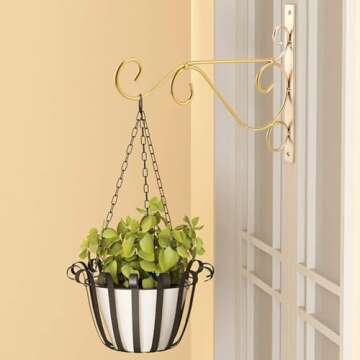 Hanging Plant Bracket 9.8inch, Gold Plant Hooks Plant Hanger Bracket for Indoor Outdoor Planter Flower Pot Bird Feeder Wind Chime Lanterns