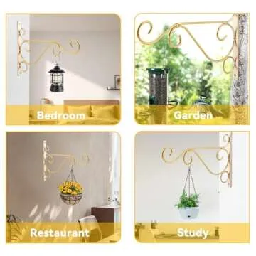 Hanging Plant Bracket 9.8inch, Gold Plant Hooks Plant Hanger Bracket for Indoor Outdoor Planter Flower Pot Bird Feeder Wind Chime Lanterns