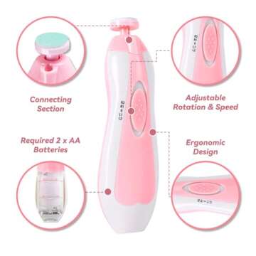 Baby Nail Trimmer Electric,Baby Nail Clippers, 6 in 1 Baby Nail File,Nail File Baby Grooming Kit Man...