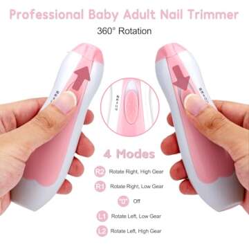 Baby Nail Trimmer Electric,Baby Nail Clippers, 6 in 1 Baby Nail File,Nail File Baby Grooming Kit Manicure Set for Toddler or Adults (Pink)