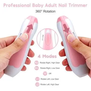 Baby Nail Trimmer Electric,Baby Nail Clippers, 6 in 1 Baby Nail File,Nail File Baby Grooming Kit Manicure Set for Toddler or Adults (Pink)