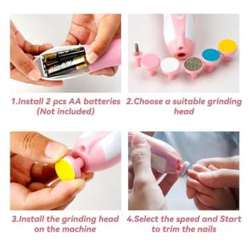 Baby Nail Trimmer Electric,Baby Nail Clippers, 6 in 1 Baby Nail File,Nail File Baby Grooming Kit Manicure Set for Toddler or Adults (Pink)