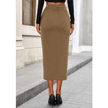 PRETTYGARDEN Women's Fall Midi Pencil Skirts Dressy Casual Work Office High Waisted Trendy Winter Co...
