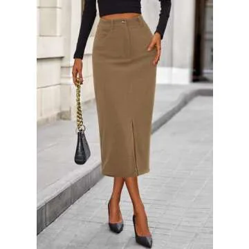 Chic PRETTYGARDEN Women's Midi Pencil Skirt for Fall