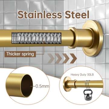 BRIOFOX Adjustable Shower Curtain Rod No Drilling 18-64 Inch