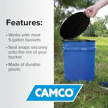 Camco Bucket Toilet Seat - Portable Toilet Solution for Camping