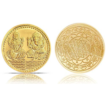 Laxmi Ganesh Golden Plated Lord Ganesha & Goddess Lakshmi Statue Coin for Diwali Deepawali Puja/Pooj...