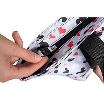 Disney Tote Mickey & Minnie Mouse Icon Print Zipper Travel Bag (Grey)