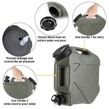 Gencokok Camping Water Container with Spigot, 2.6 Gallon Water Jug, Large Water Storage Containers, Truly Portable Water Tank, BPA Free Emergency Can for Car Driving Camping Hiking