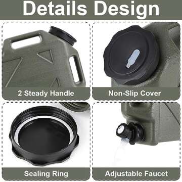 Gencokok Camping Water Container with Spigot, 2.6 Gallon Water Jug, Large Water Storage Containers, Truly Portable Water Tank, BPA Free Emergency Can for Car Driving Camping Hiking