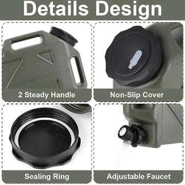 Gencokok Camping Water Container with Spigot, 2.6 Gallon Water Jug, Large Water Storage Containers, Truly Portable Water Tank, BPA Free Emergency Can for Car Driving Camping Hiking