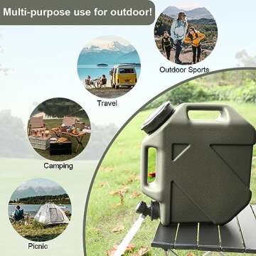 Gencokok Camping Water Container with Spigot, 2.6 Gallon Water Jug, Large Water Storage Containers, Truly Portable Water Tank, BPA Free Emergency Can for Car Driving Camping Hiking