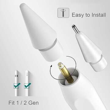 SIXFU Tips for Apple Pencil Tips, Pen Like Slender Metal Precise Control Fine Point Tips for Apple P...